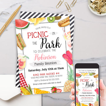 personalized picnic lunch park event invitations